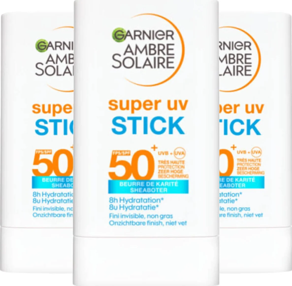 3x Garnier Ambre Solaire Super UV Stick SPF 50+ 18 gr