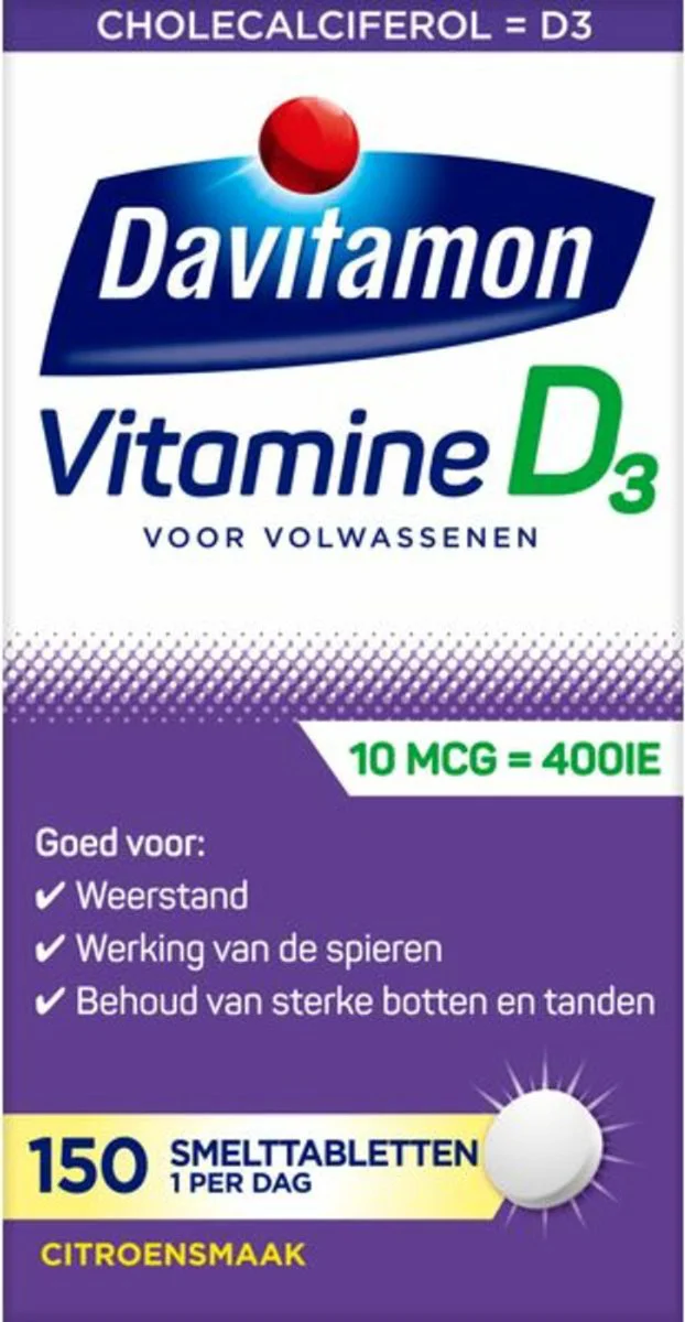 4x Davitamon Vitamine D 10 MCG Volwassenen 150 smelttabletten