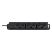 Stopcontactverdeler IP44 6-voudig zwart 2m H07RN-F 3G1,5