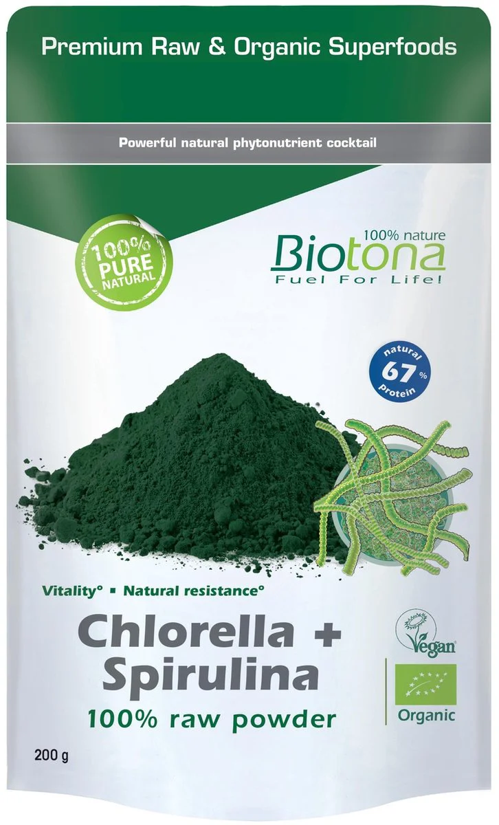 Biotona Chlorella + Spirulina Powder Raw 200GR
