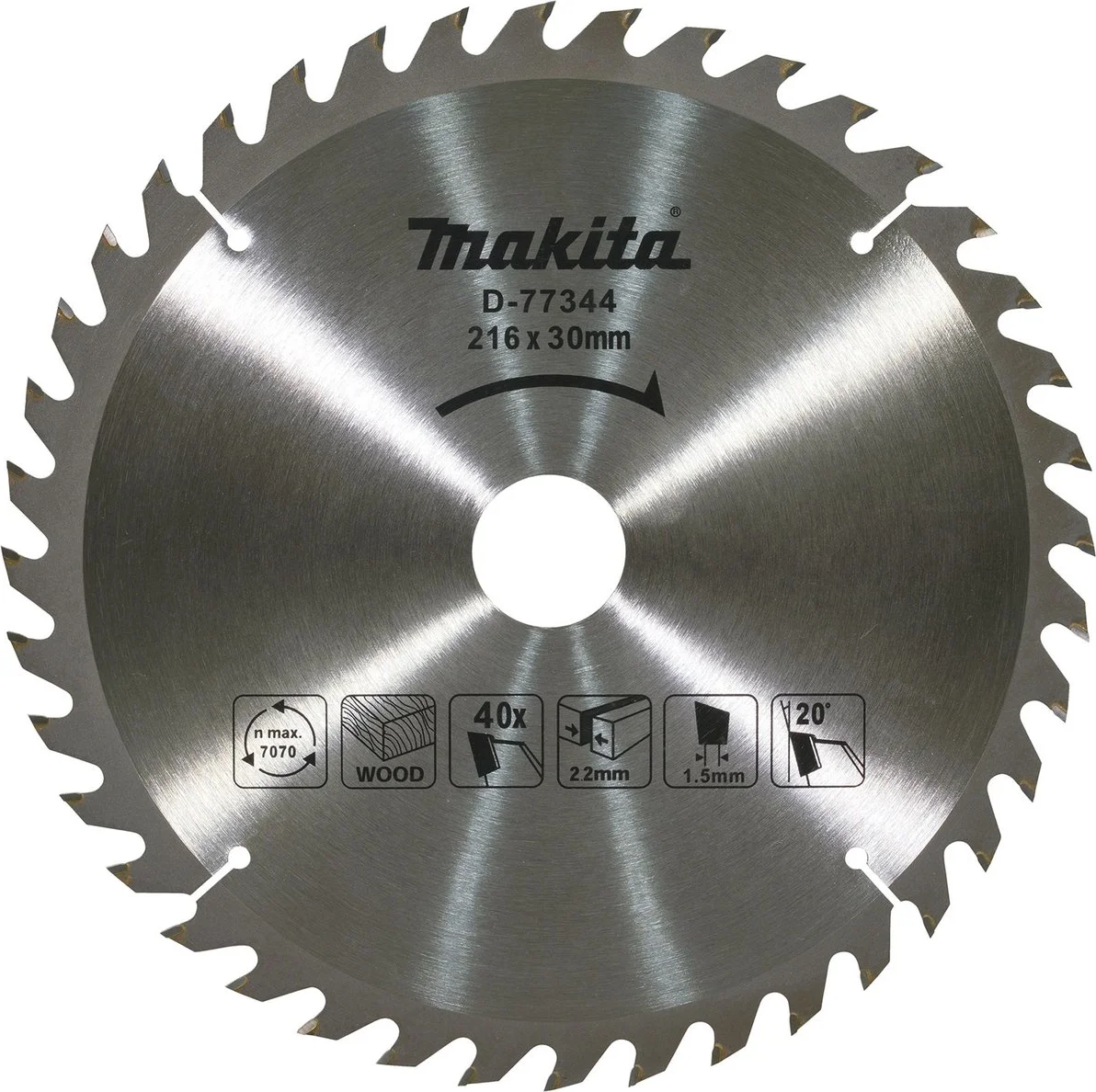 Makita D-77344 Afkortzaagblad Hout | 216 x 30 mm | 40-tands