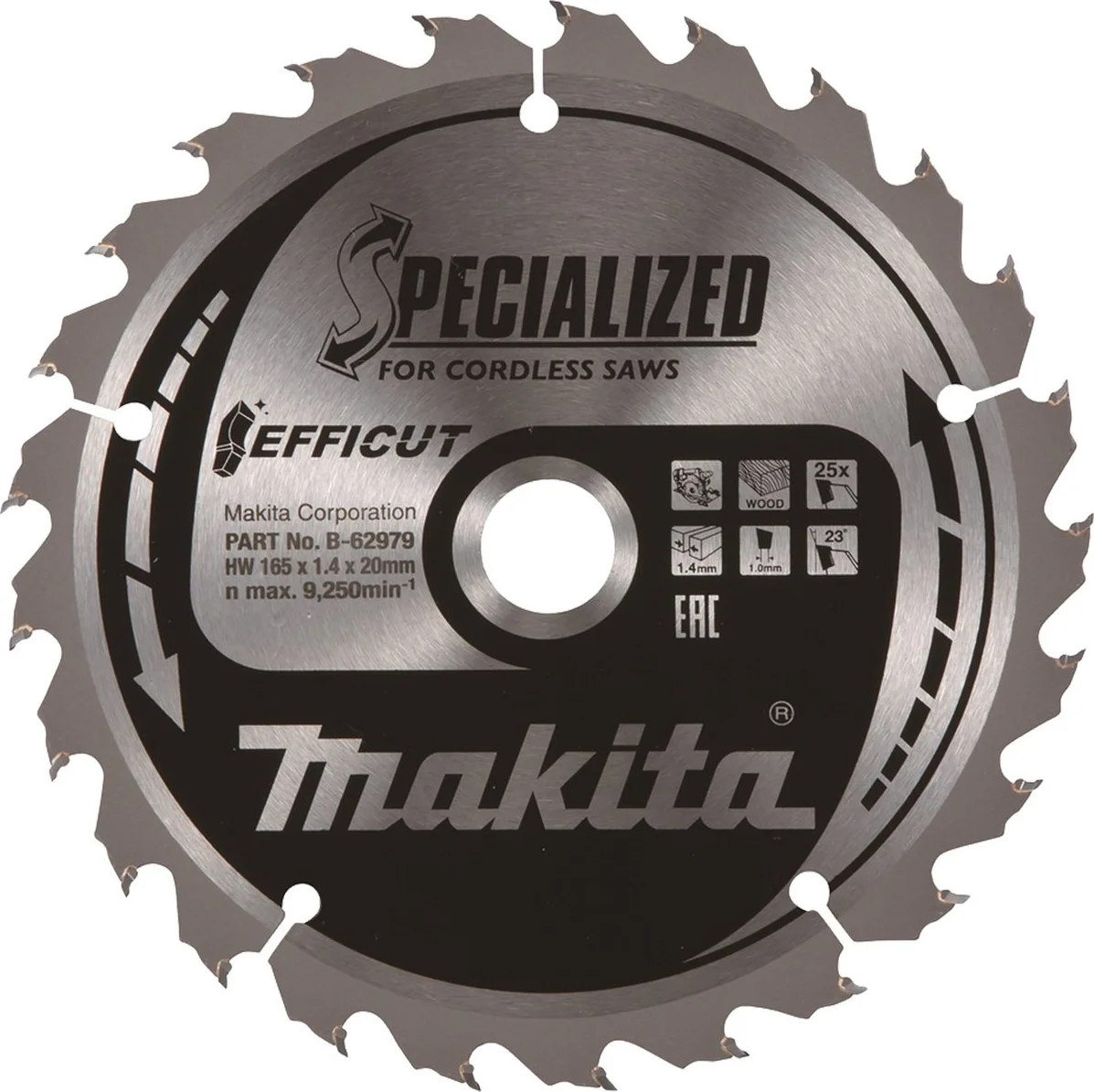 Makita E-08682 Cirkelzaagblad Hout | Efficut | 185 x 30 mm | 24-tands