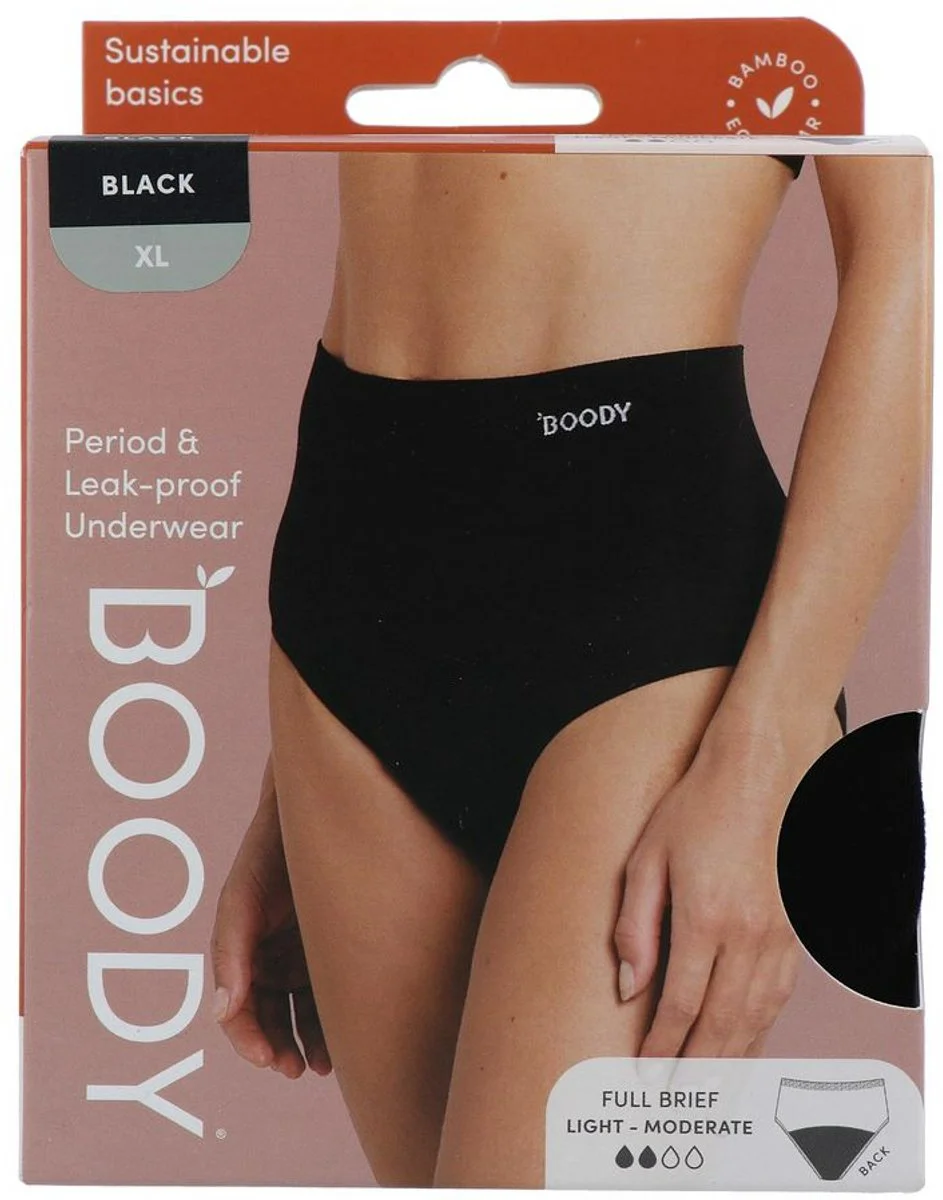 Boody Menstruatieondergoed Tailleslip Zwart Licht/Normaal Maat XL