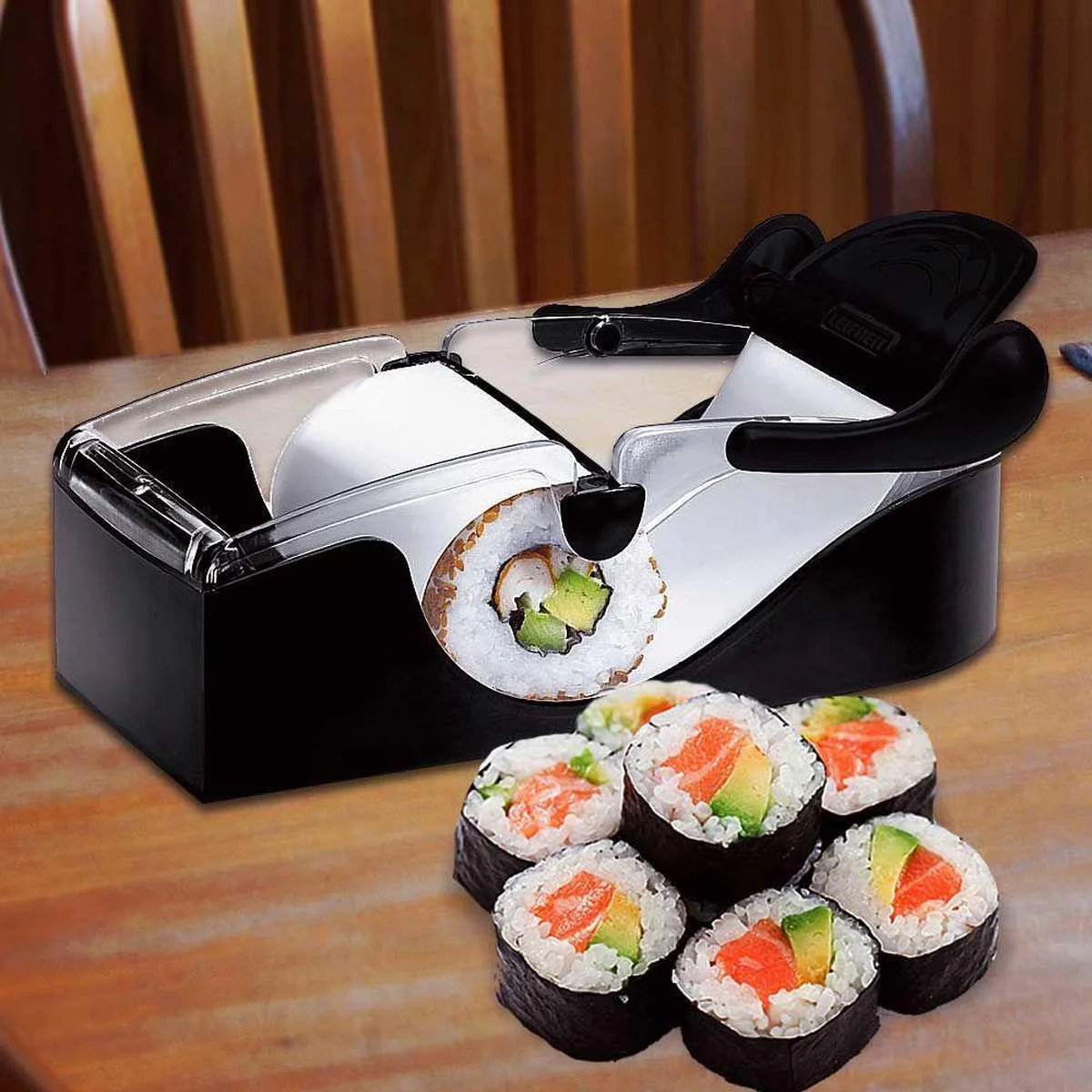 MikaMax Easy Sushi Maker – Zelf Sushi Maken – Sushi Roller – Inclusief 6 Recepten – Compact – Vaatwasserbestendig – 20x10x7 cm