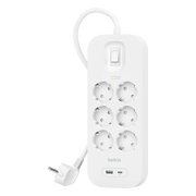 Belkin Stekkerdoos 6-voudig 2 meter met usb A/C 18W Wit