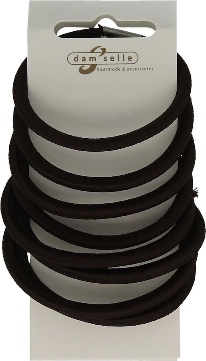 Damselle Haarelastiek Bruin 8ST