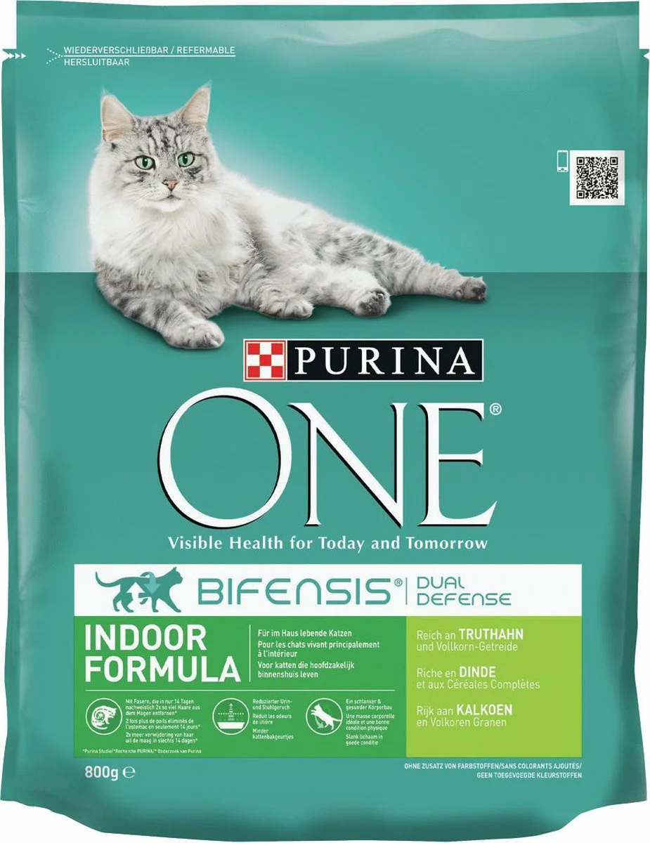 Purina ONE Kattenvoer Droog Indoor Kalkoen 800 gr