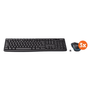 Logitech MK270 Draadloos Toetsenbord en Muis QWERTY 3-Pack