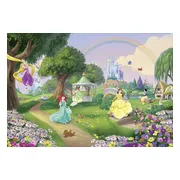 Fotobehang Prinsessen - Rapunzel - Ariel - Belle - Tiana - Kasteel tuin - regenboog - bloemen - Disney behang - fotowand - 368 x 254 cm - Komar Disney 4