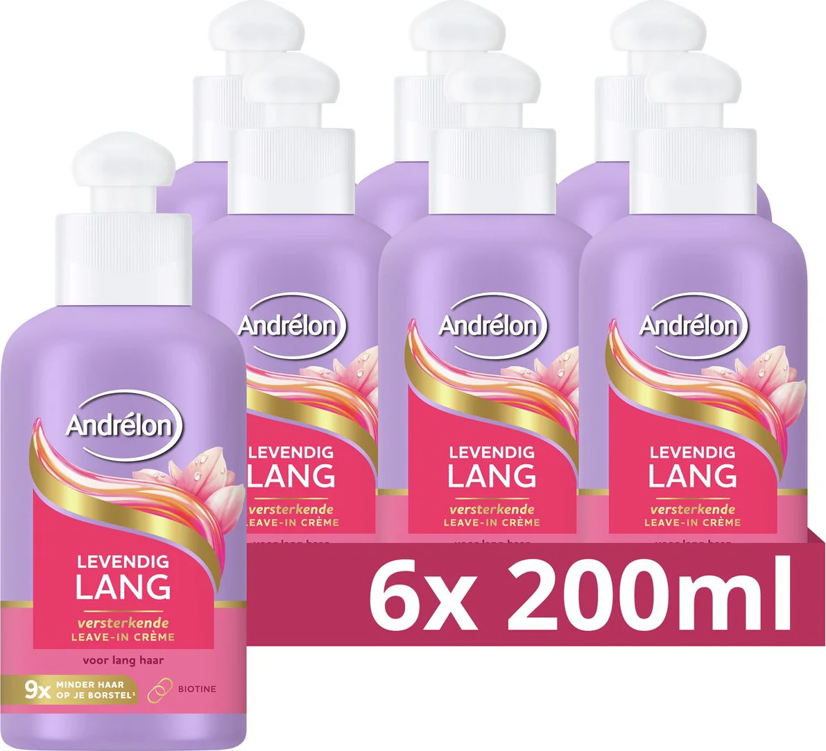 6x Andrélon Leave-In Creme Levendig Lang 200 ml