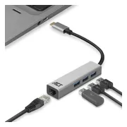 ACT USB-C 3-poorts hub met ethernet