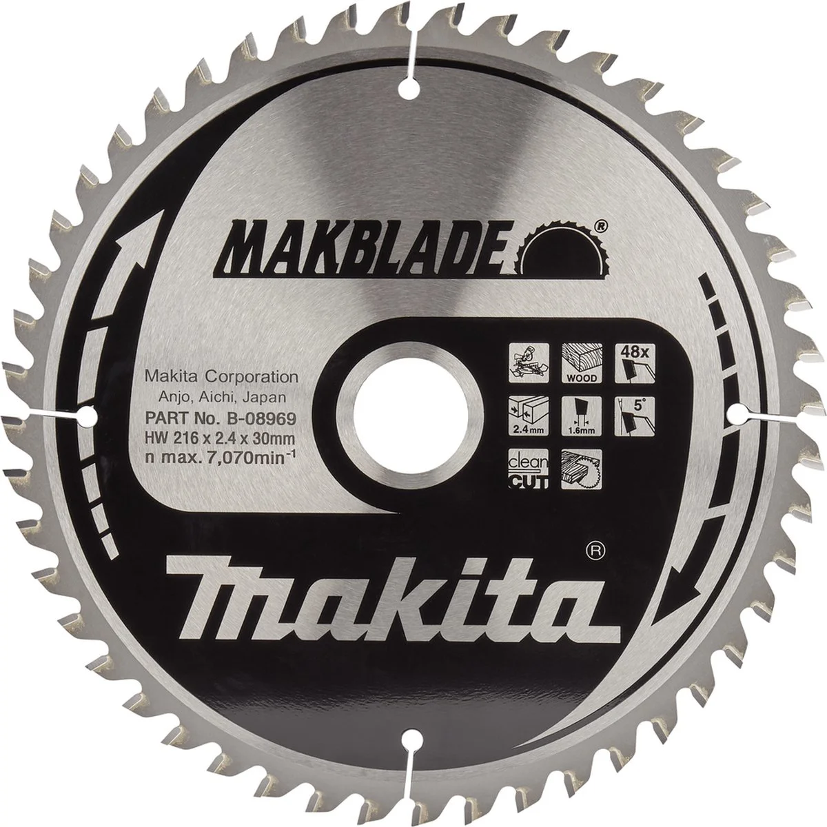 Makita B-08969 Afkortzaagblad Hout | Makblade | 216 x 30 mm | 48-tands