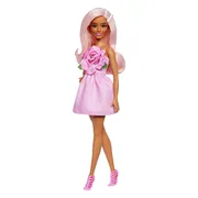 Barbie Pop - Schouderloos roze jurkje - Pop met roze haar - Modepop