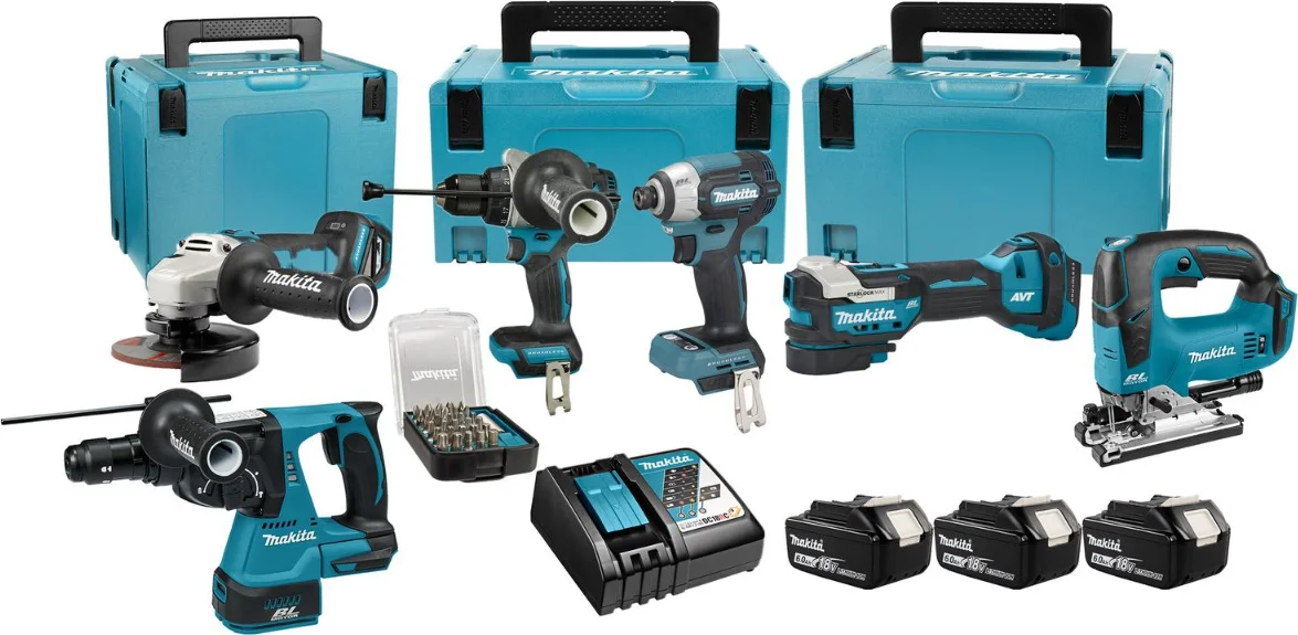 Makita DLX6149GJX Accu combiset 6-delig 18V 3x 6.0Ah in Mbox