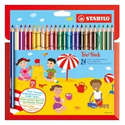 STABILO Trio Thick - Driekantig Kleurpotloden Met Extra Dikke Kern 4,2 mm - Etui Met 24 Kleuren