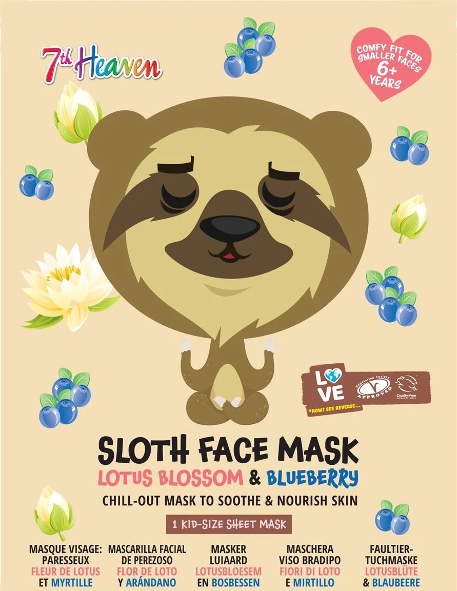 7th Heaven Sloth Face Mask Lotus Blossom & Blueberry