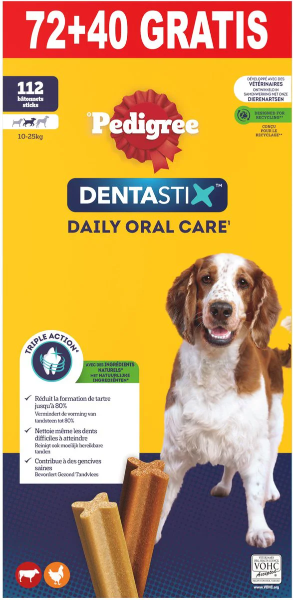 Pedigree Hondensnack Multipack Dentastix M 72 + 40 stuks
