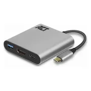 ACT USB-C naar USB en HDMI adapter met power delivery