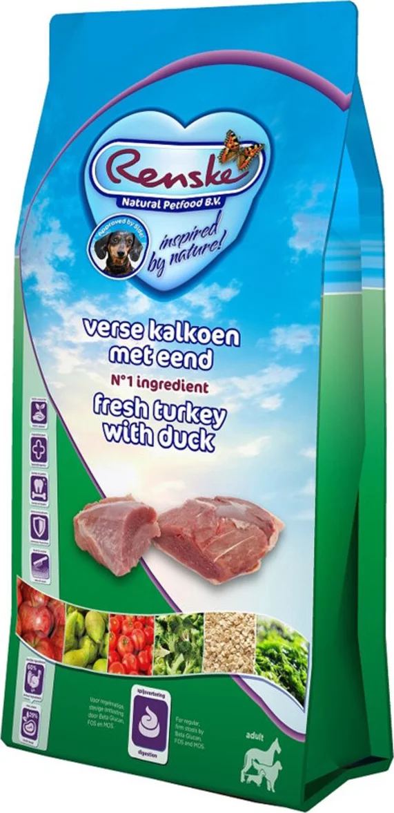 8x Renske Super Premium Adult Hondenvoer Verse Kalkoen en Eend 600 gr