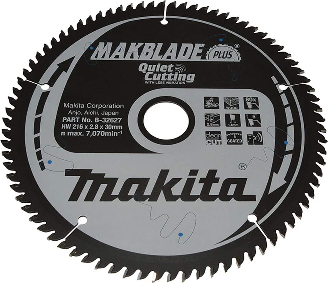 Makita B-32627 Afkortzaagblad Hout | Makblade-Plus | 216 x 30 mm | 80-tands