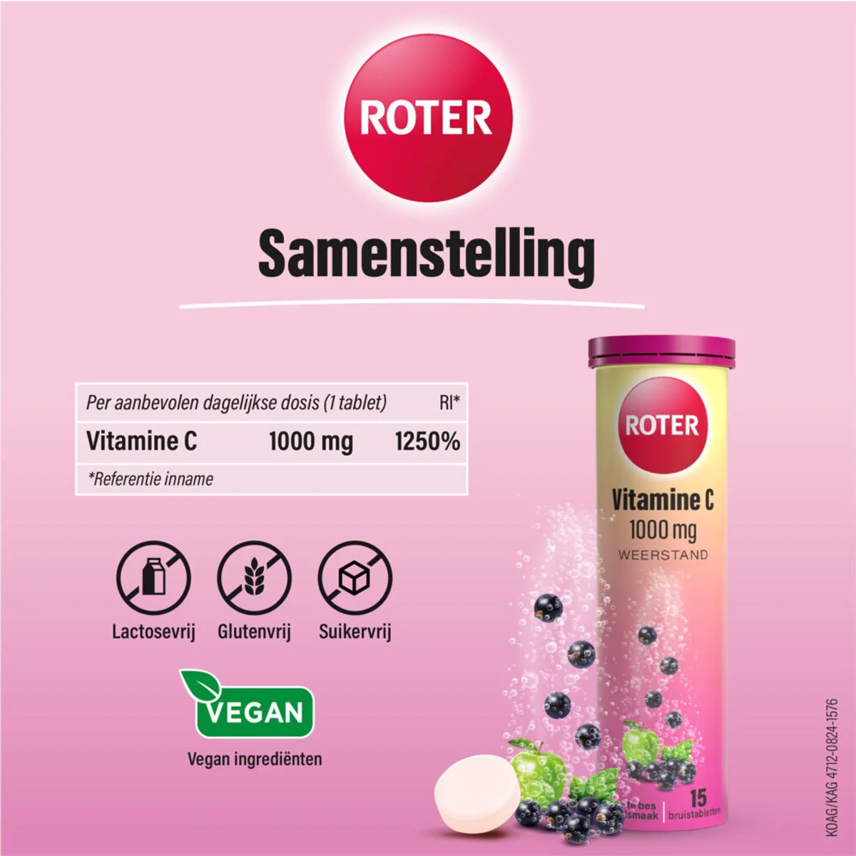 2x Roter Vitamine C 1000 mg Appel- Zwarte Bes 15 bruistabletten