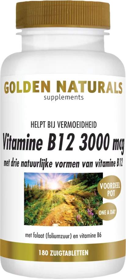 2x Golden Naturals Vitamine B12 3000mcg Vegan 180 zuigtabletten