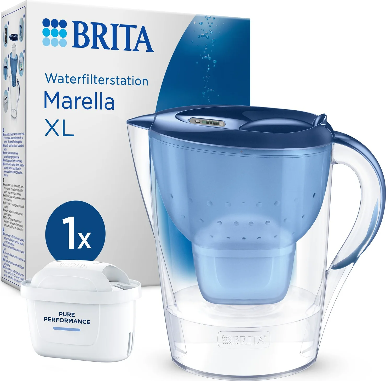 Brita Waterfilterkan Marella Blauw XL + 1 Maxtra Filterpatroon 3,5LT