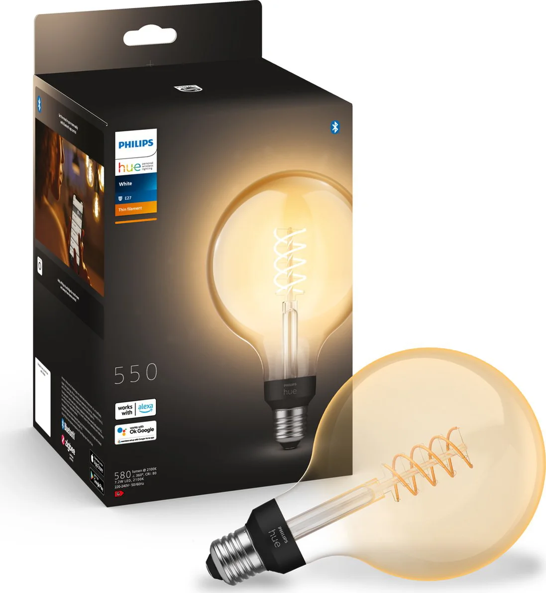 Philips Hue Filamentlamp White Globe XL E27 - 2023