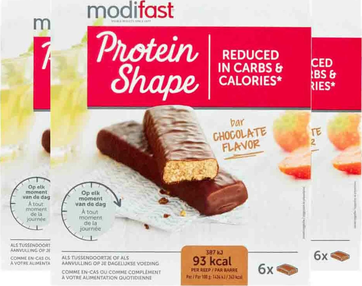 3x Modifast Protein Shape Reep Chocolade 6 x 27 gr