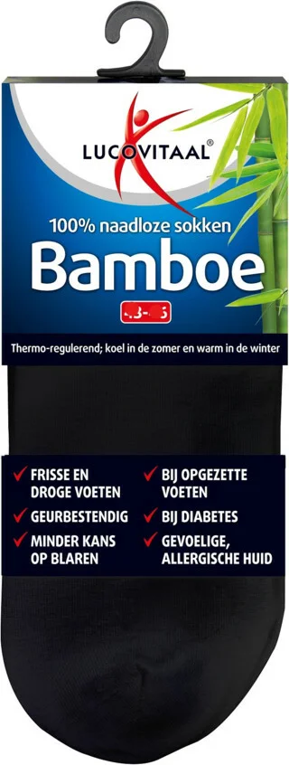 Lucovitaal Bamboe Enkelsok Zwart Maat 39-42 1 paar