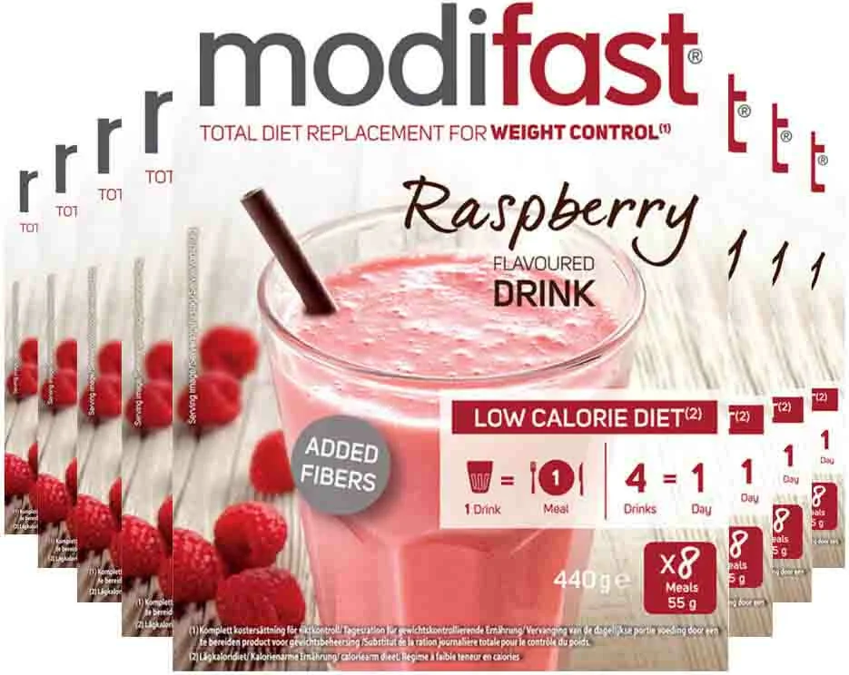 8x Modifast Weight Control Milkshake Raspberry 8 x 55 gr
