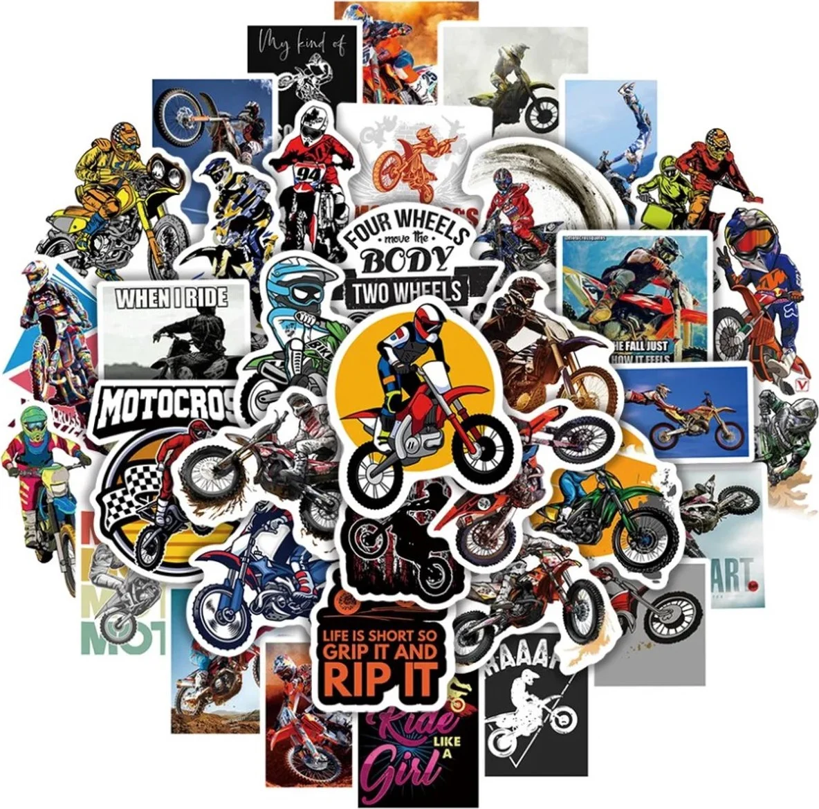 Ulanax® | Motorcross stickers - Motor stickers - Voor motorliefhebbers - Decoratie - 50 stuks