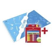 Faber-Castell kleurpotlood - Grip - 48 stuks + A3 Kangaro schetsboek GRATIS - wit - 120 grams - 40 vel - FC-112449-A