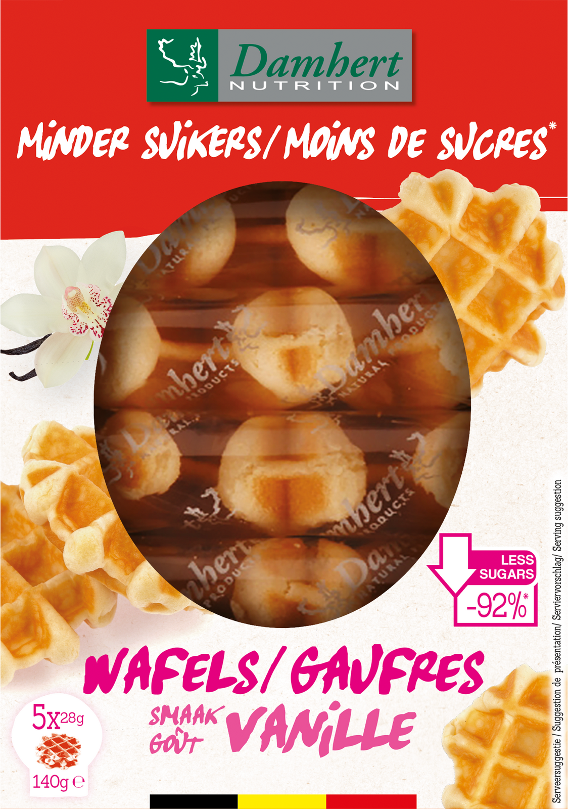 Damhert Minder Suikers Wafels Vanille 140GR