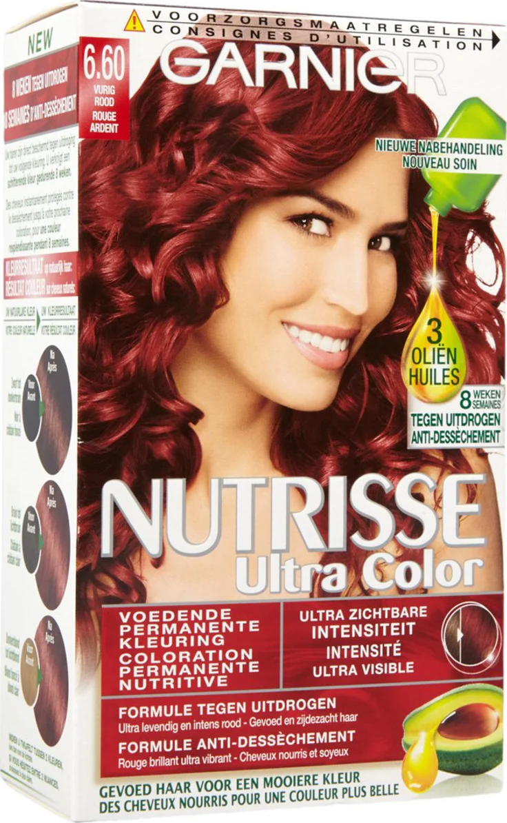Garnier Nutrisse Ultra Color Permanente Haarkleuring 6.60 Vurig Rood