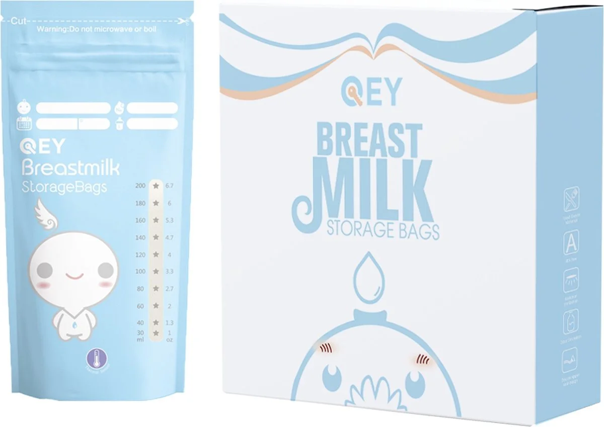 QEY Moedermelk Bewaarzakjes Blauw 120 stuks