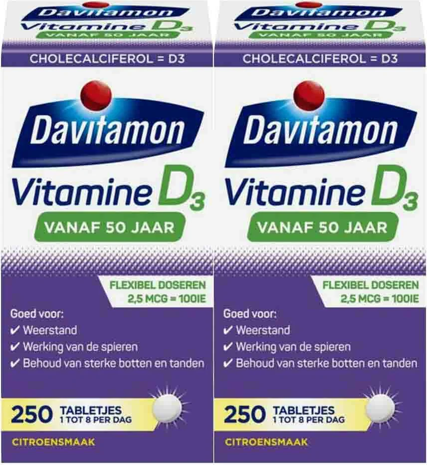 2x Davitamon Vitamine D3 Vanaf 50 Jaar 250 tabletten