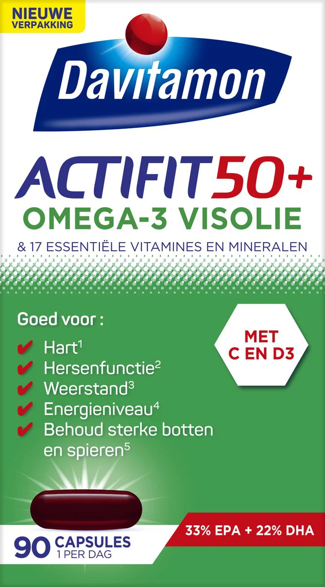 Davitamon Actifit 50+ Omega-3 Visolie 90 capsules