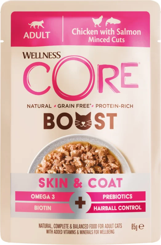 Wellness Core Kattenvoer Boost+ Skin & Coat Kip & Zalm 85 gr