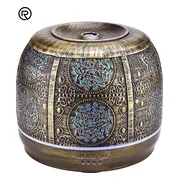 Aroma Diffuser Vintage + 10 ML Aroma Olie - Geurverspreider - Luchtbevochtiger Aromatherapie - Metaal - Brons