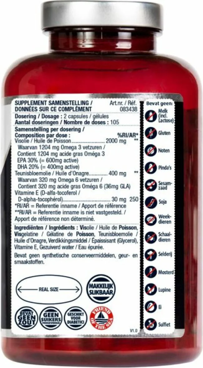 2x Lucovitaal Visolie Super Omega 3 Maxi XXL 210 capsules