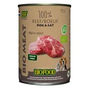 12x BF Petfood Biofood Organic Hond en Kat 100% Rund 400 gr