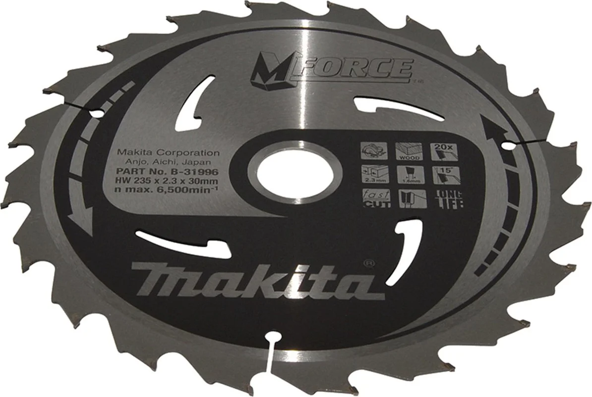 Makita B-31996 Cirkelzaagblad Hout | Mforce | 235 x 30 mm | 20-tands