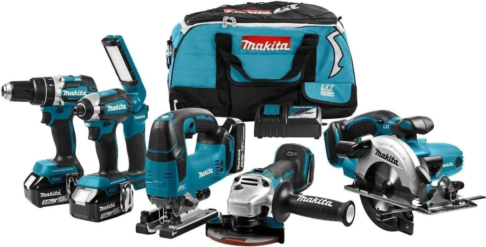 Makita DLX6082T Accu Combiset 6-delig 18V 5.0Ah in Trolley Tas