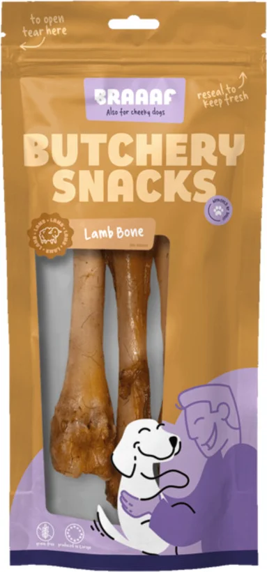 Braaaf Hondensnack Butchery Lamb Bone Small 3 stuks
