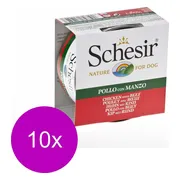 10x Schesir Hondenvoer Kipfilet en Rundvlees in Gelei 150 gr
