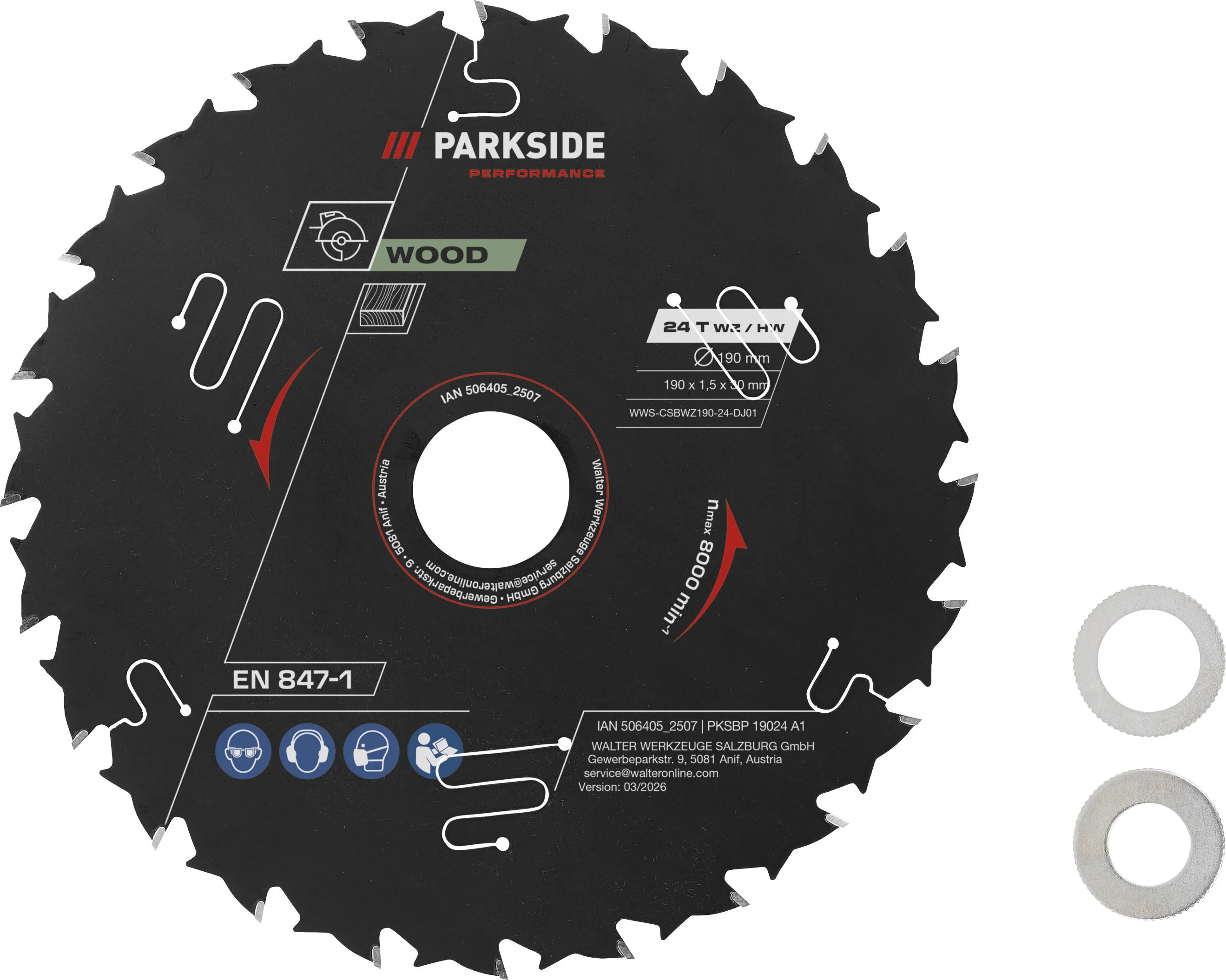 PARKSIDE PERFORMANCE Cirkelzaagblad 190 mm (24 tanden)