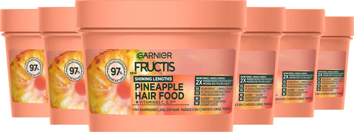 6x Garnier Fructis Pineapple Hair Food Haarmasker 400 ml