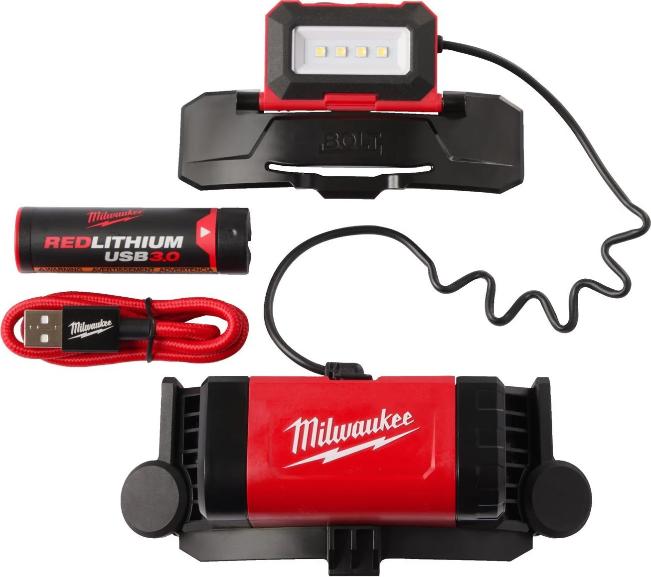 Milwaukee L4 BOLTHL-301 BOLT™ Hoofdlamp 600 lumen REDLITHIUM™ 3.0Ah USB batterij - 4933479902