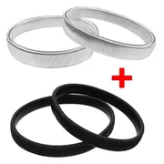 Fako Bijoux Set Van 2 Paar Mouwophouders Zwart & Zilver - 4 Stuks - Sleeve Holder - Mouwophouder Dames Heren - 2x Zwart - 2x Zilver - 20cm - Metaal